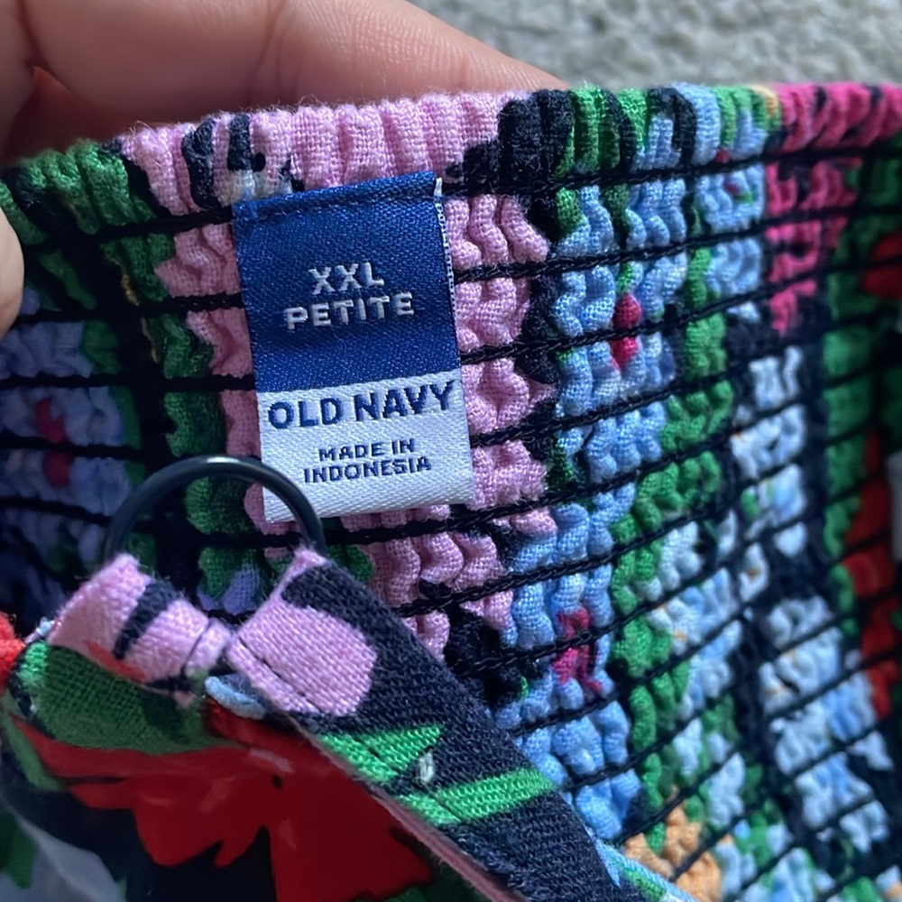 Linen Blend Summer Dress - Old Navy XXL Petite Dress Tropical Floral Pockets - Picture 7 of 8